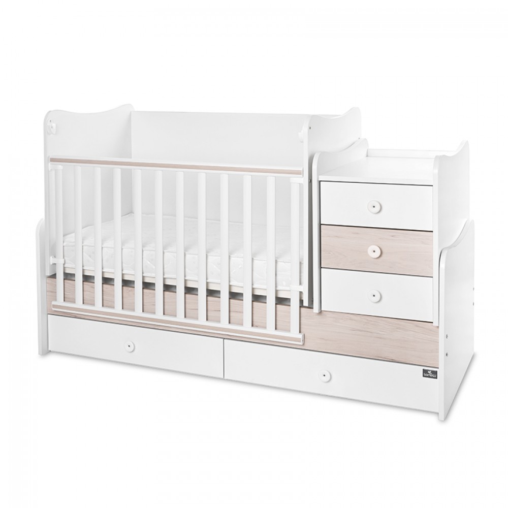 Πολυμορφικό Κρεβάτι Lorelli Maxi Plus White / Light Oak