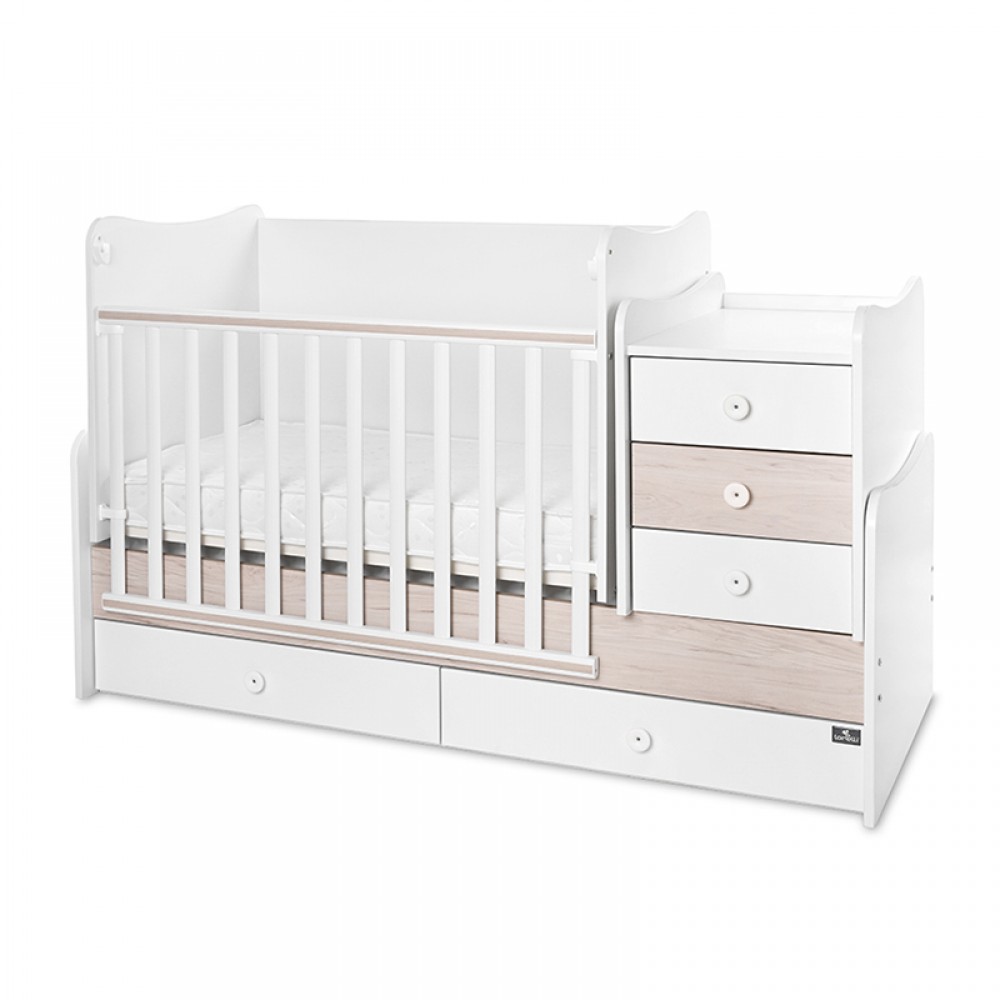 Πολυμορφικό Κρεβάτι Lorelli Maxi Plus White / Light Oak