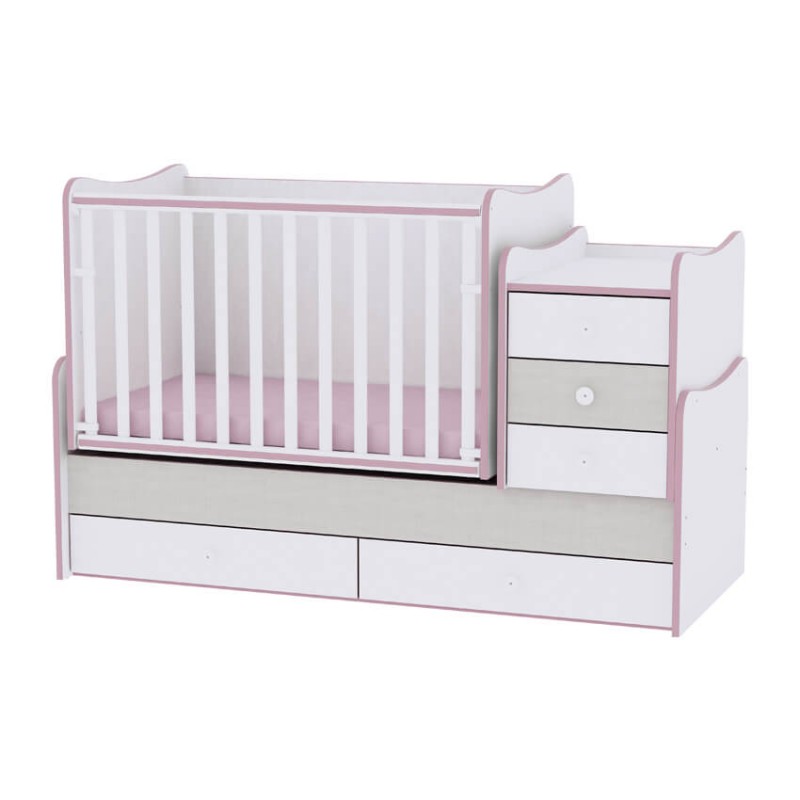 Πολυμορφικό Κρεβάτι Lorelli Maxi Plus White Pink Crossline
