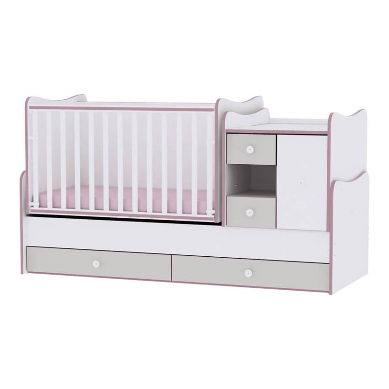 Πολυμορφικό Παιδικό Κρεβάτι Lorelli Mini Max White Pink Crossline
