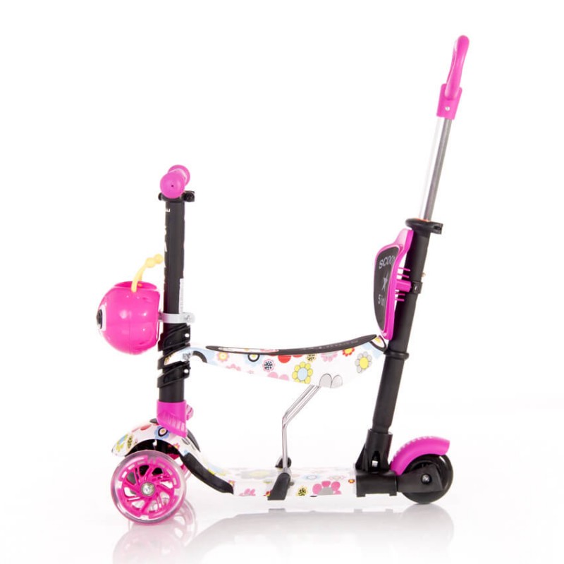 Πατίνι Lorelli Smart Plus Scooter με κάθισμα και χειρολαβή γονέα Pink Flowers 