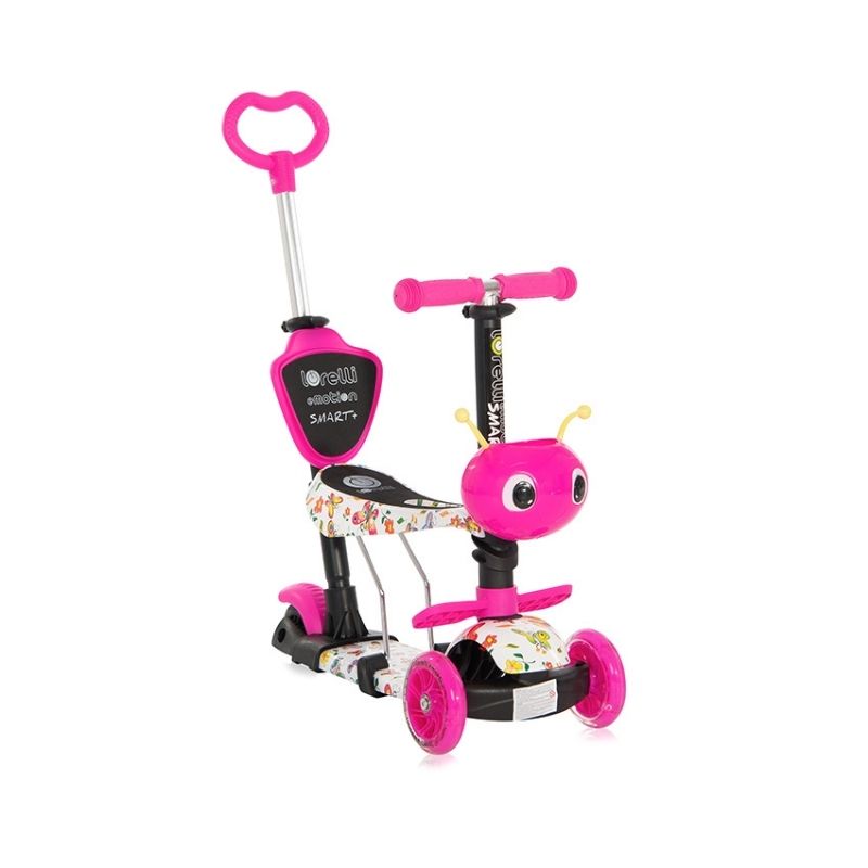 Πατίνι Lorelli Smart Plus Scooter με κάθισμα και χειρολαβή γονέα Pink Butterfly