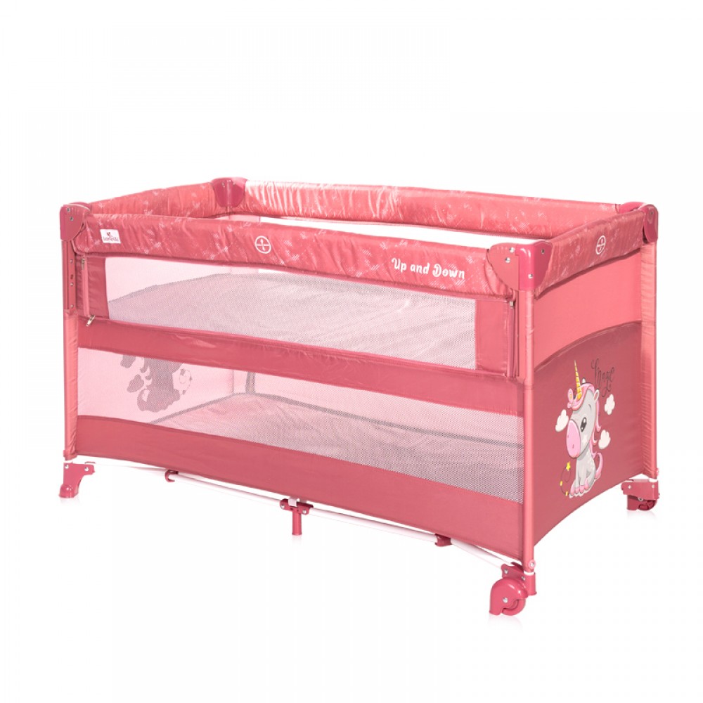 Παρκοκρέβατο Lorelli Cot Up & Down 2 Layers Rose Velvet Unicorn