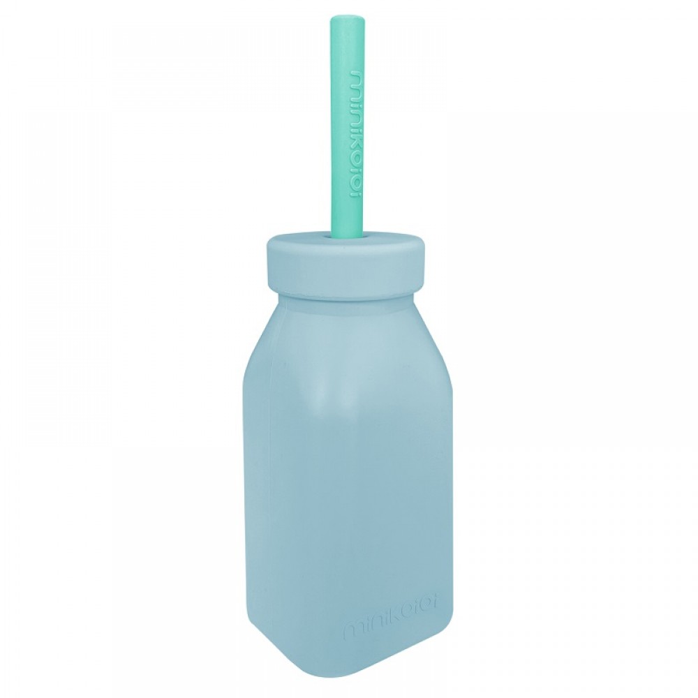 Μπουκάλι Σιλικόνης με Καλαμάκι MinikOiOi Blue/Green