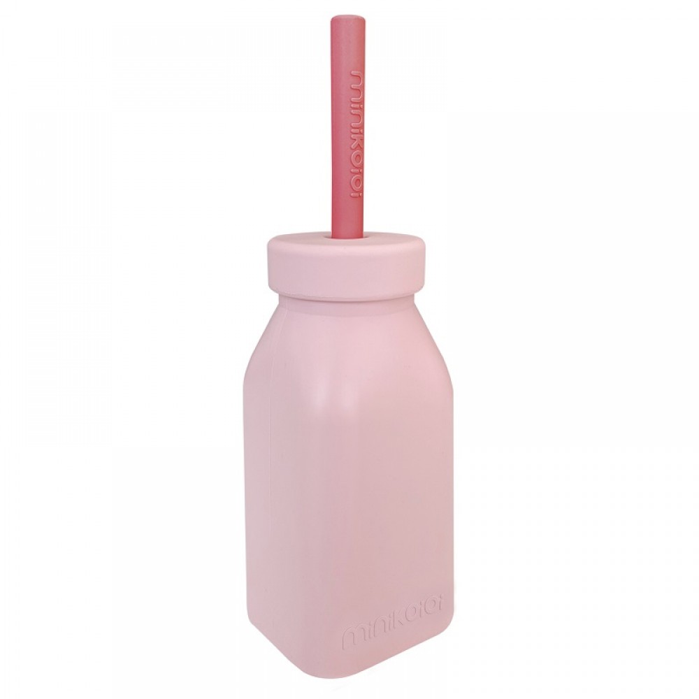 Μπουκάλι Σιλικόνης με Καλαμάκι MinikOiOi Pink/Rose