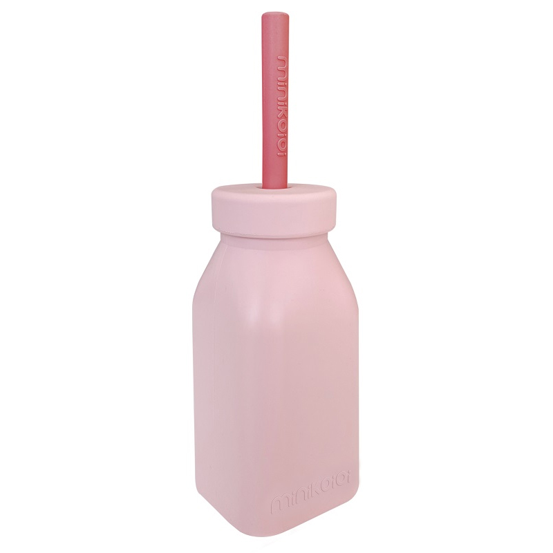 Μπουκάλι Σιλικόνης με Καλαμάκι MinikOiOi Pink/Rose