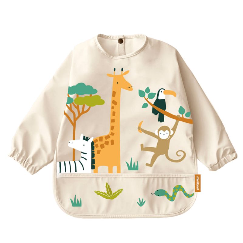 Αδιάβροχη Σαλιάρα με μανίκια Miniland Soft Biby Jungle