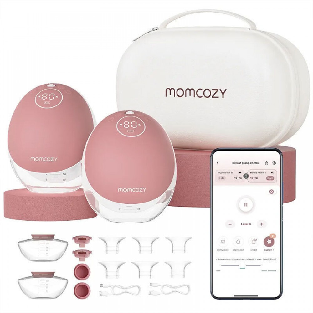 Ηλεκτρικό Φορητό Θήλαστρο Momcozy M9 Hands Free Διπλής Άντλησης Red
