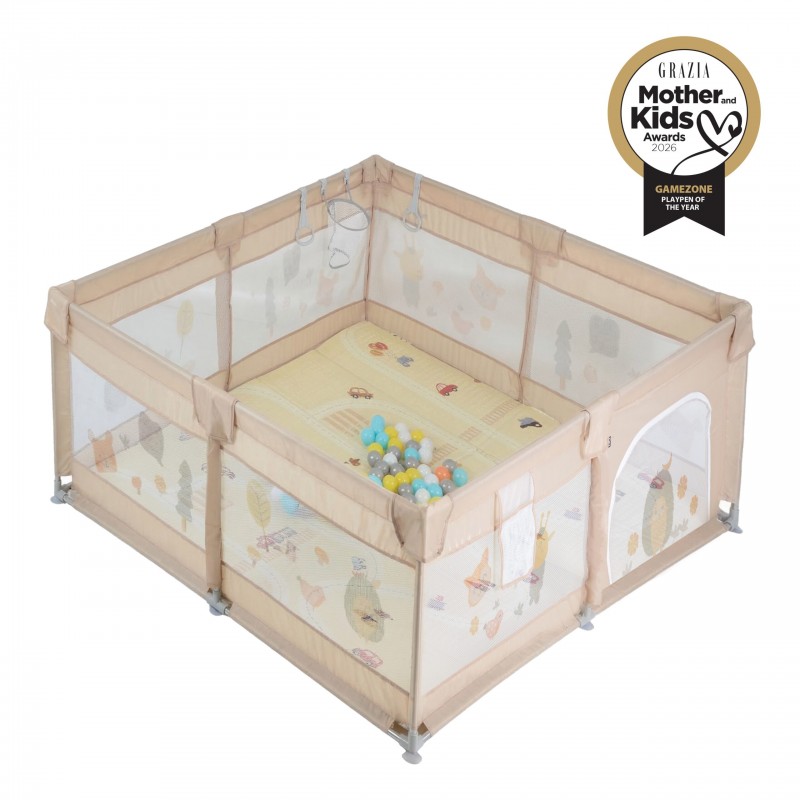Πάρκο Ορθογώνιο Moni GameZone Με Αξεσουάρ Beige (120x120cm)