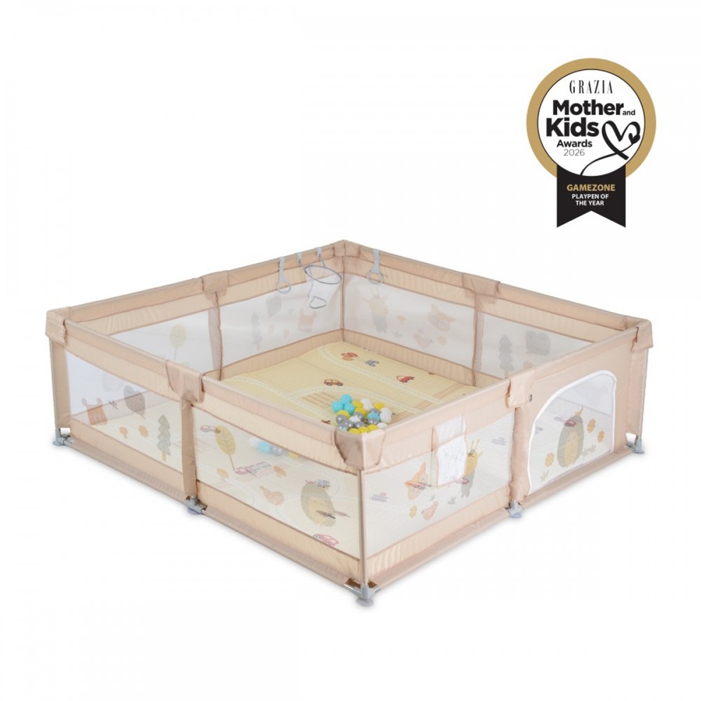 Πάρκο Ορθογώνιο Moni GameZone Με Αξεσουάρ Beige (180x200cm)