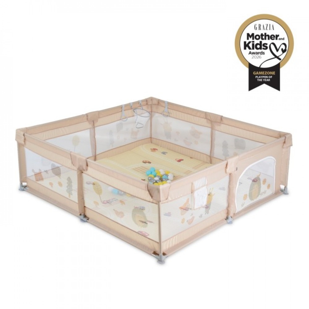 Πάρκο Ορθογώνιο Moni GameZone Με Αξεσουάρ Beige (150x200cm)