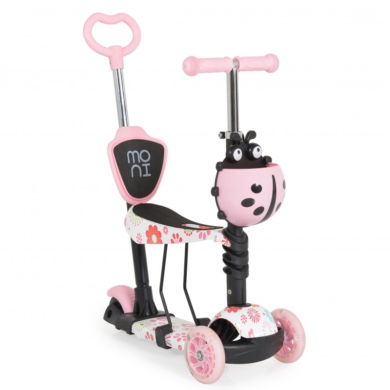 Πατίνι με κάθισμα και χειρολαβή γονέα Moni Lollipop Scooter Pink