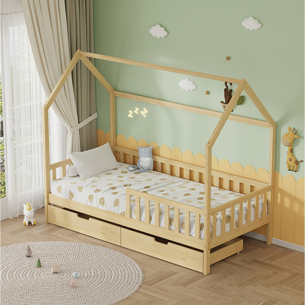 Κρεβάτι με Συρτάρια Montessori 90x190 Phyllis Natural