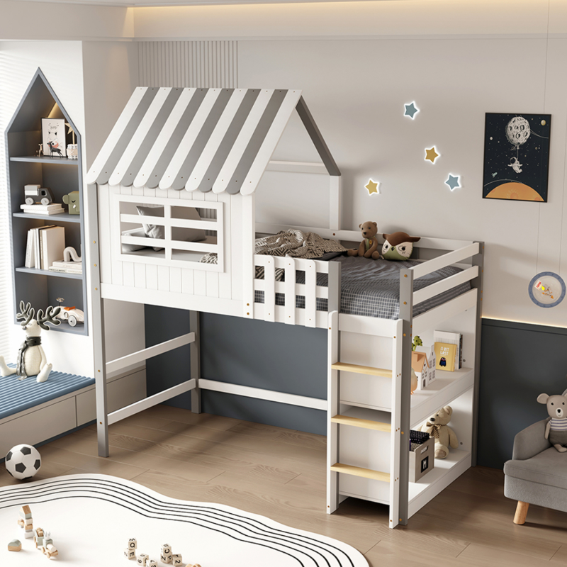 Κρεβάτι Montessori με Ράφια HomeMarkt 90x190 Homi White
