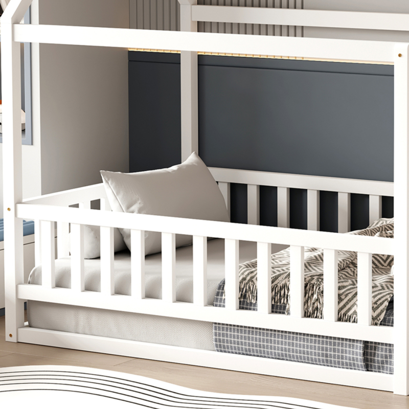 Κρεβάτι Montessori με Κάγκελο 90x190 Houser White
