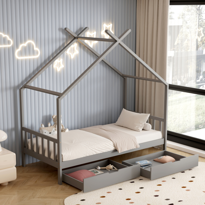 Κρεβάτι Montessori με Συρτάρια 90x190 Klarice Grey