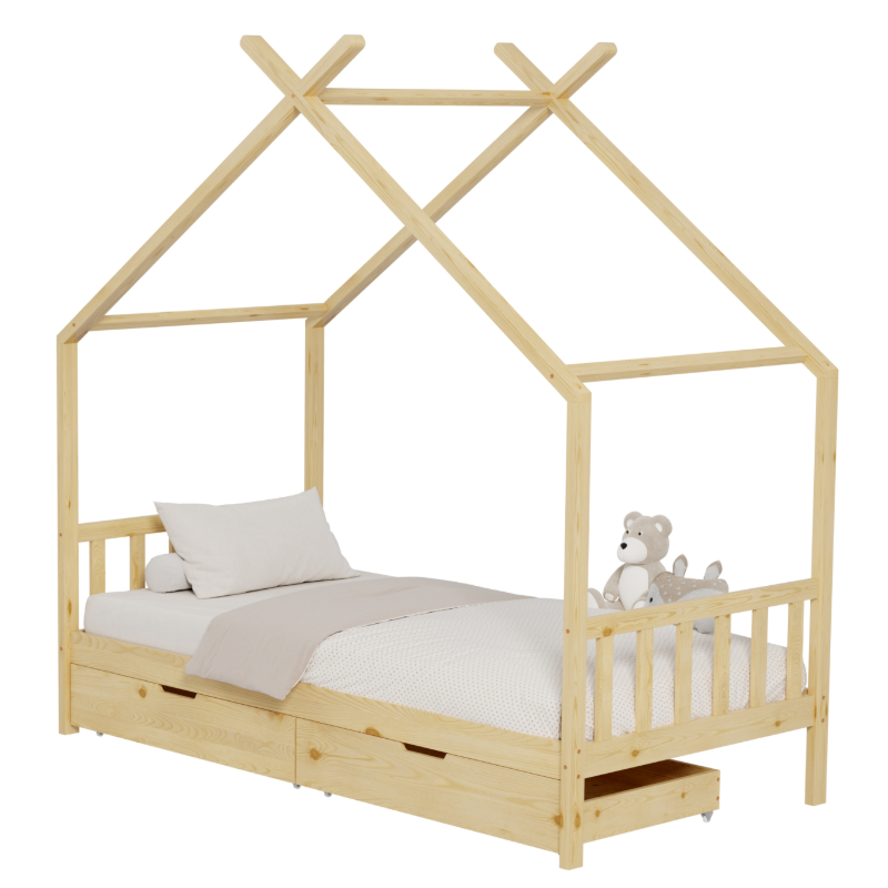 Κρεβάτι Montessori με Συρτάρια 90x190 Klarice Natural 