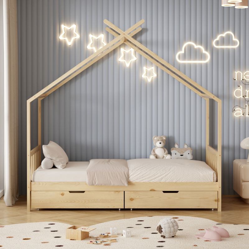 Κρεβάτι Montessori με Συρτάρια 90x190 Klarice Natural 