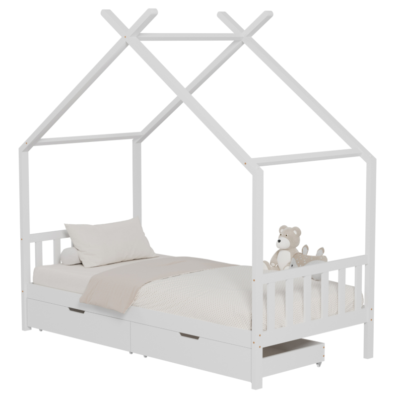 Κρεβάτι Montessori με Συρτάρια 90x190 Klarice White