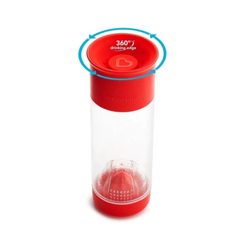 Ποτήρι με θήκη για φρούτα Munchkin Miracle 360° Fruit Infuser Cup 590ml Red 