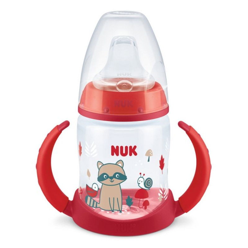 Μπιμπερό Εκπαίδευσης με ρύγχος σιλικόνης NUK First Choice 6-18m 150ml Red Racoon