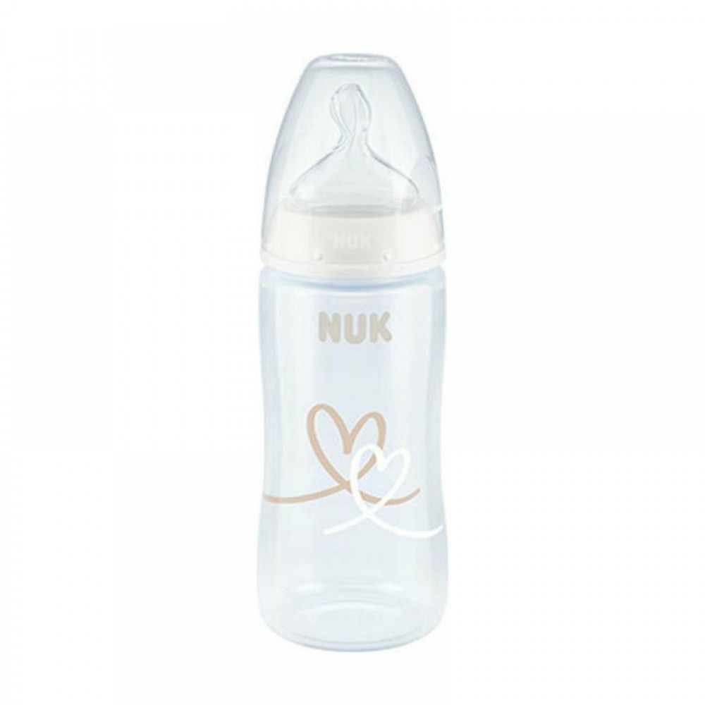 Πλαστικό Μπιμπερό Nuk 300ml White Hearts Πλαστικό Μπιμπερό Nuk 300ml White Hearts