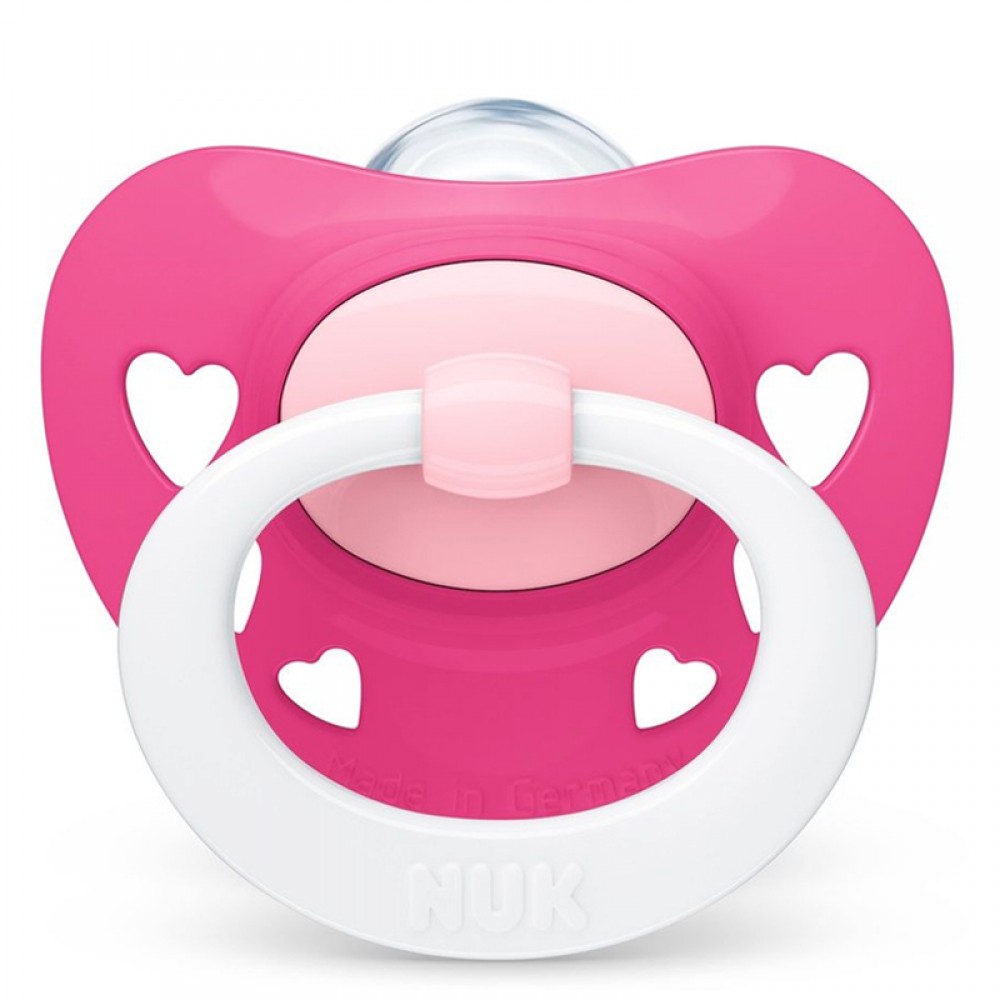 Πιπίλα Σιλικόνης με Θήκη Nuk Signature 0-6m Hearts Pink Πιπίλα Σιλικόνης με Θήκη Nuk Signature 0-6m Hearts Pink