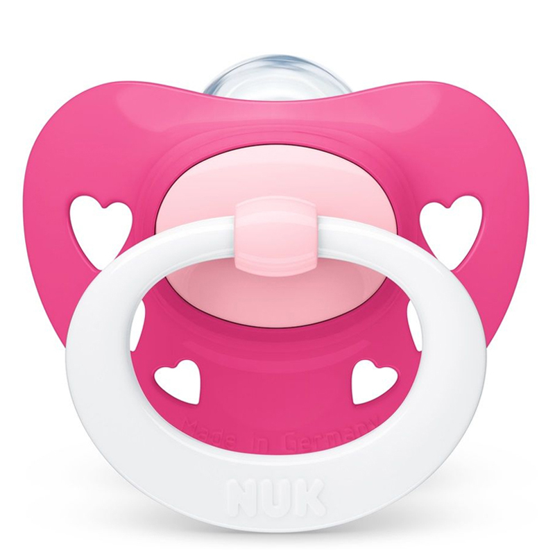 Πιπίλα Σιλικόνης με Θήκη Nuk Signature 0-6m Pink Hearts