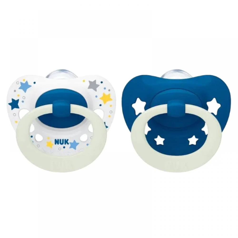 Πιπίλα Σιλικόνης Nuk Signature Night Blue Stars 0-6m (2τεμ.) Πιπίλα Σιλικόνης Nuk Signature Night Blue Stars 0-6m (2τεμ.)