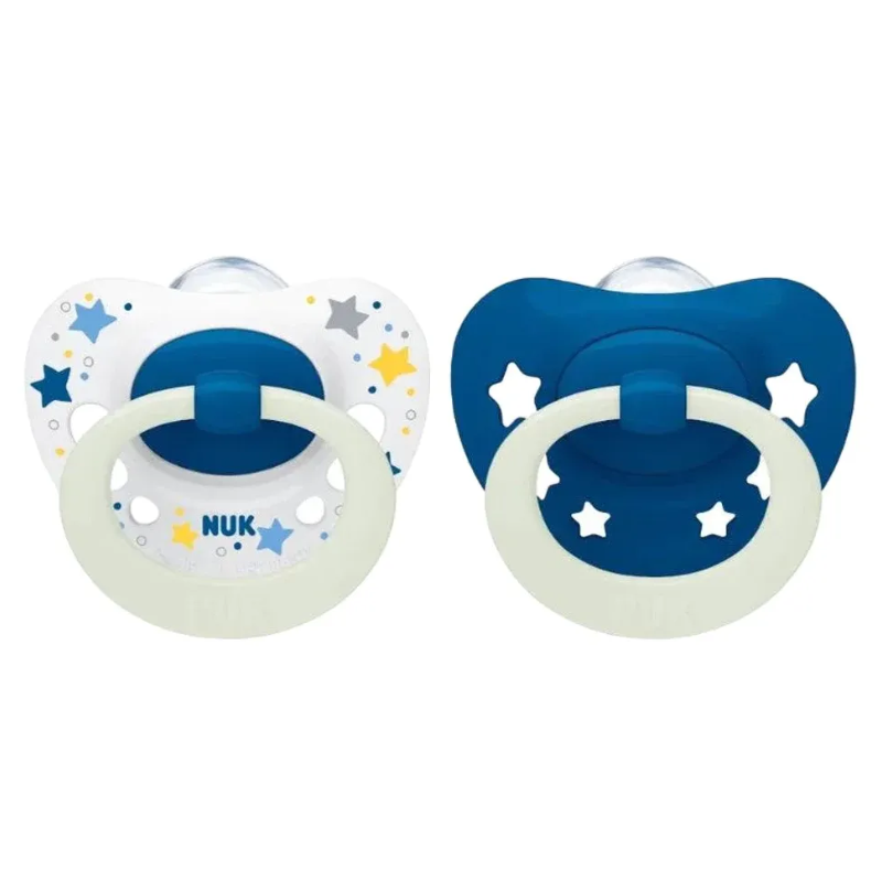 Πιπίλα Σιλικόνης Nuk Signature Night Blue Stars 0-6m (2τεμ.)