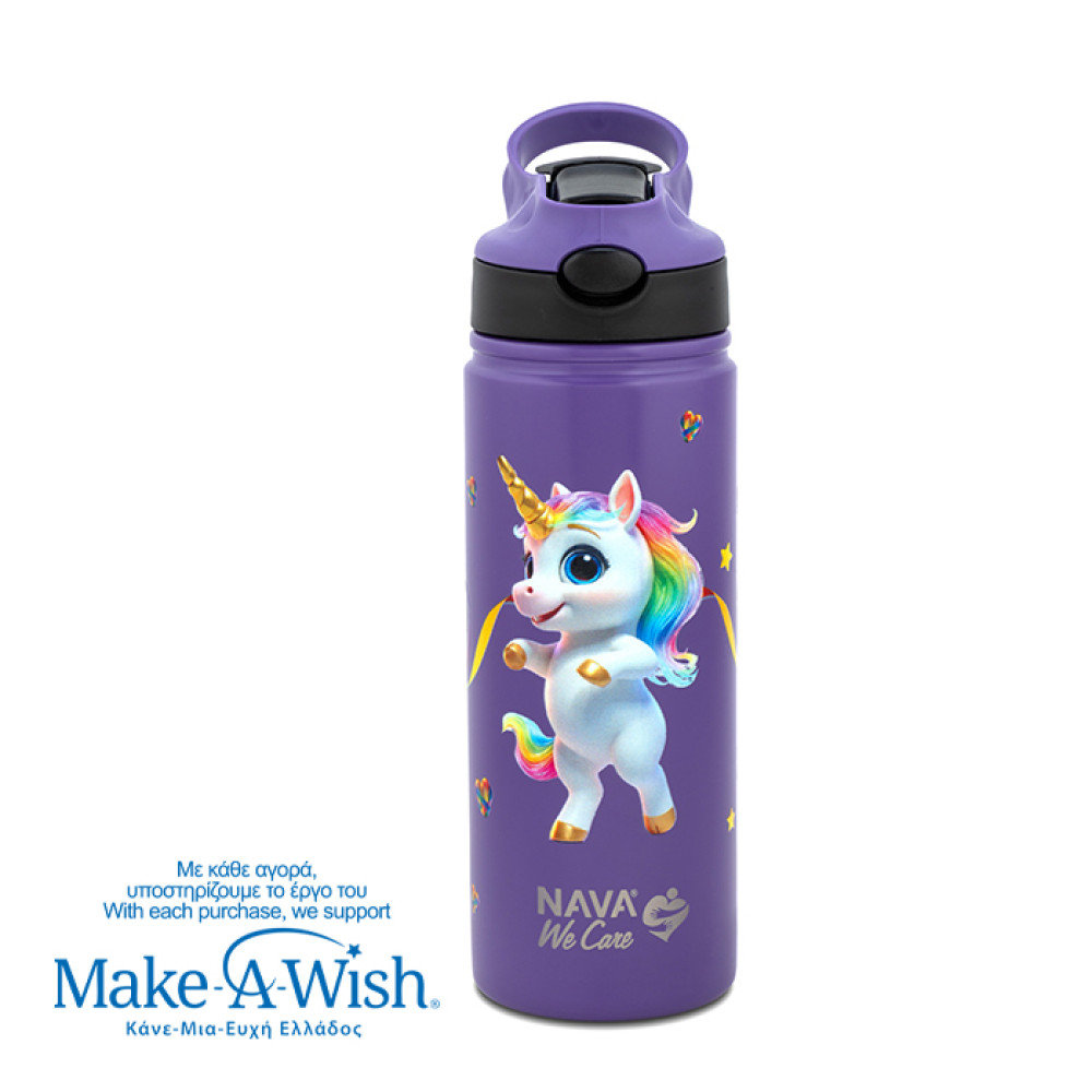 Θερμός Μπουκάλι Ανοξείδωτο Nava We Care 500ml Purple Unicorn
