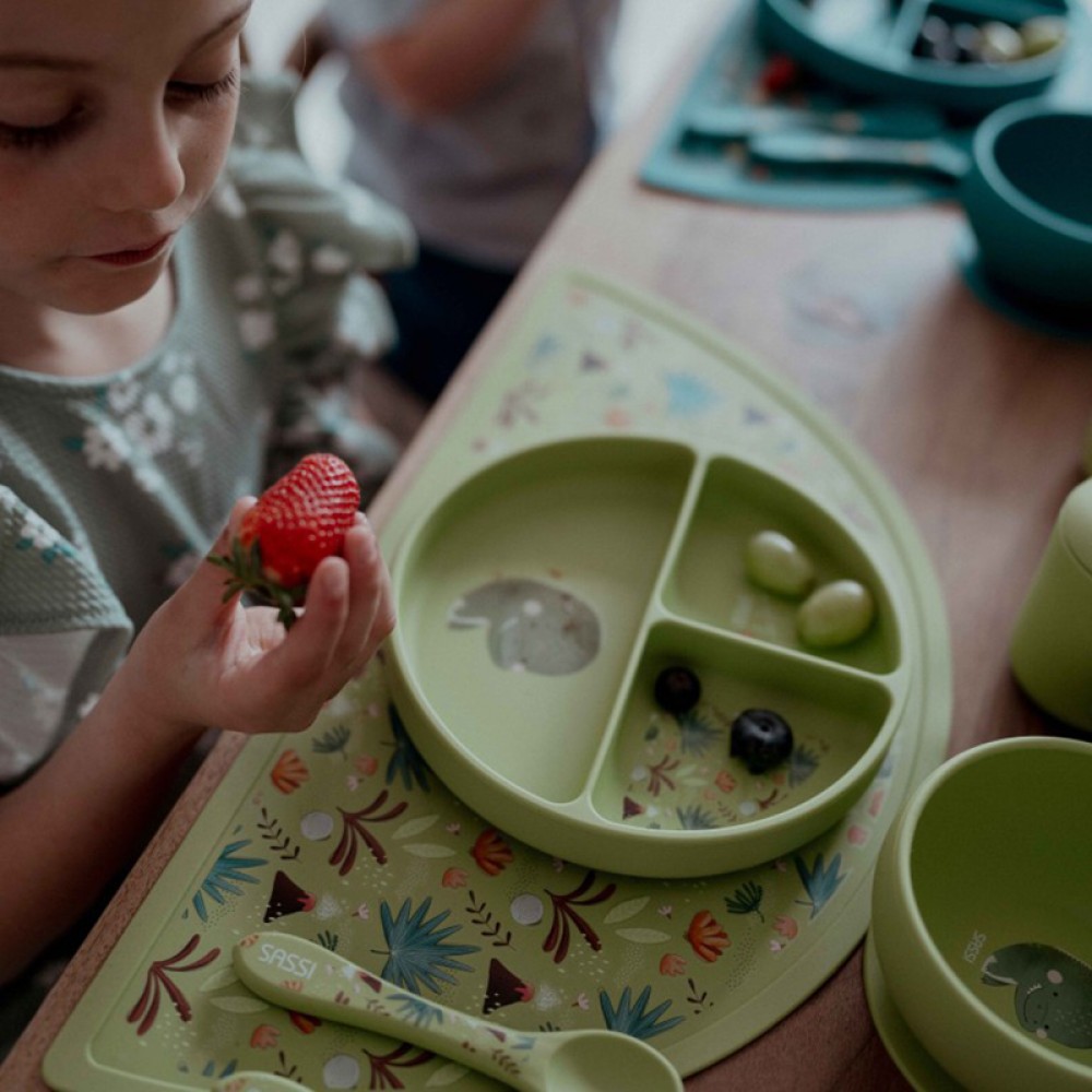 Μπολ Σιλικόνης με αντιολισθητική βεντούζα Sassi Cracky The Dinosaur