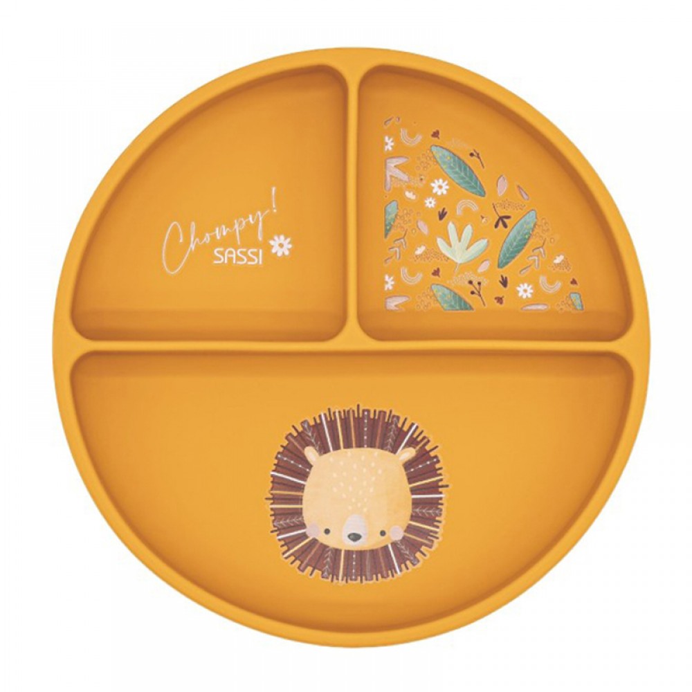 Πιάτο Σιλικόνης με χωρίσματα Sassi Chompy The Lion