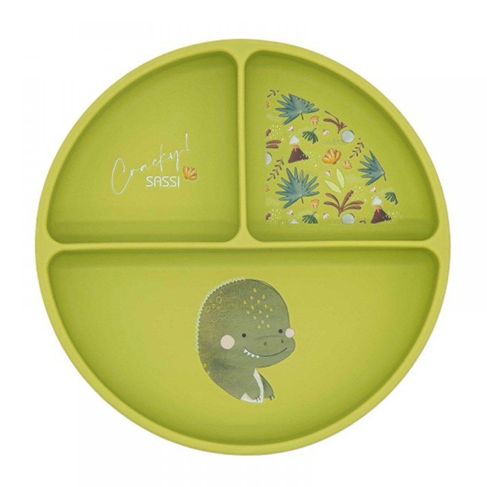 Πιάτο Σιλικόνης με χωρίσματα Sassi Cracky The Dinosaur
