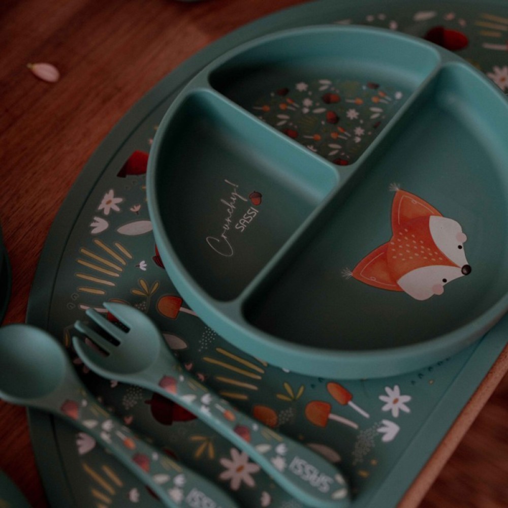 Πιάτο Σιλικόνης με χωρίσματα Sassi Crunchy The Fox Πιάτο Σιλικόνης με χωρίσματα Sassi Crunchy The Fox
