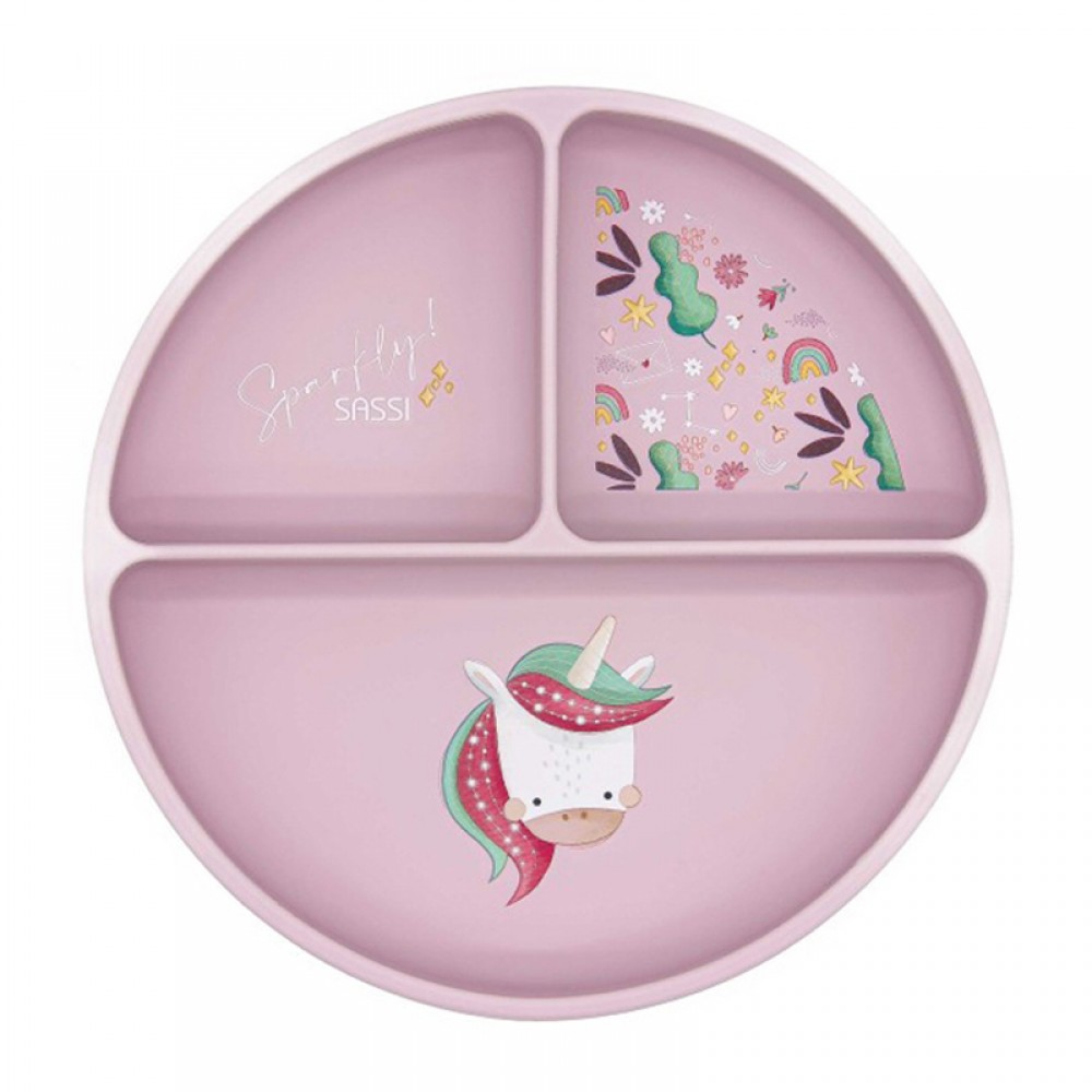 Πιάτο Σιλικόνης με χωρίσματα Sassi Sparkly The Unicorn
