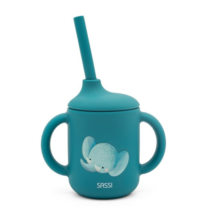 Εκπαιδευτικό Ποτήρι Σιλικόνης με Καλαμάκι Sassi Chewy The Elephant