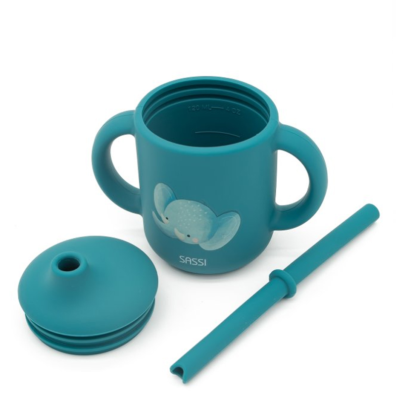 Εκπαιδευτικό Ποτήρι Σιλικόνης με Καλαμάκι Sassi Chewy The Elephant