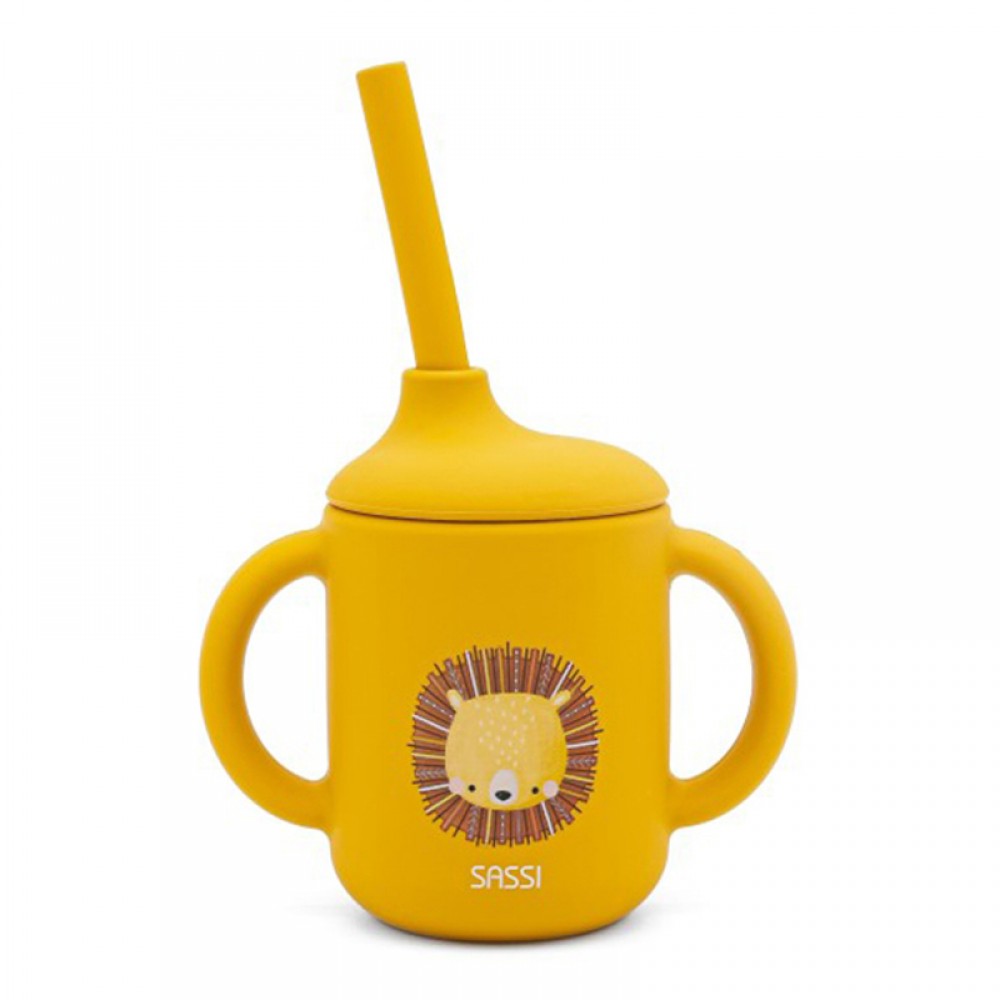 Εκπαιδευτικό Ποτήρι Σιλικόνης με Καλαμάκι Sassi Chompy The Lion
