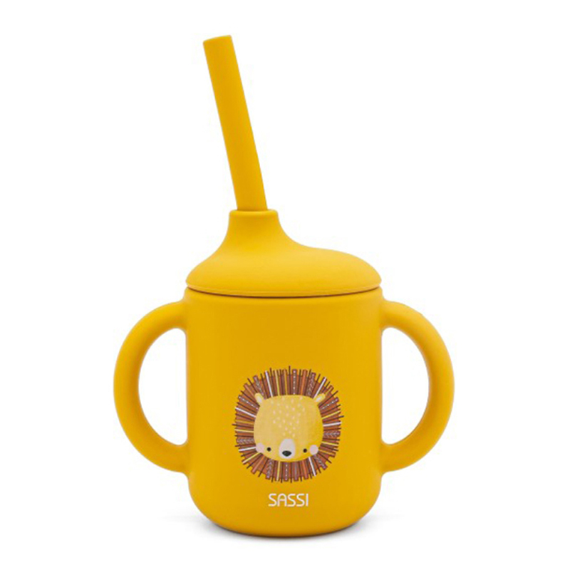Εκπαιδευτικό Ποτήρι Σιλικόνης με Καλαμάκι Sassi Chompy The Lion