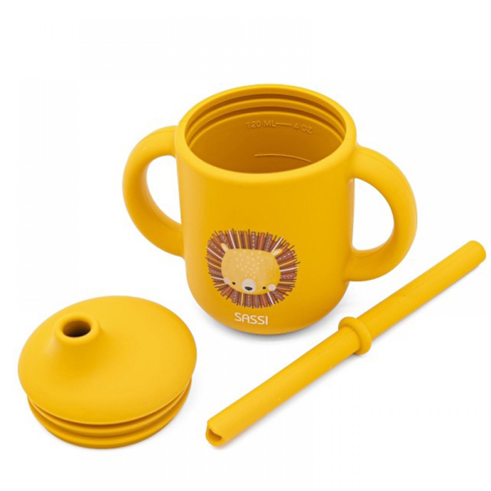 Εκπαιδευτικό Ποτήρι Σιλικόνης με Καλαμάκι Sassi Chompy The Lion