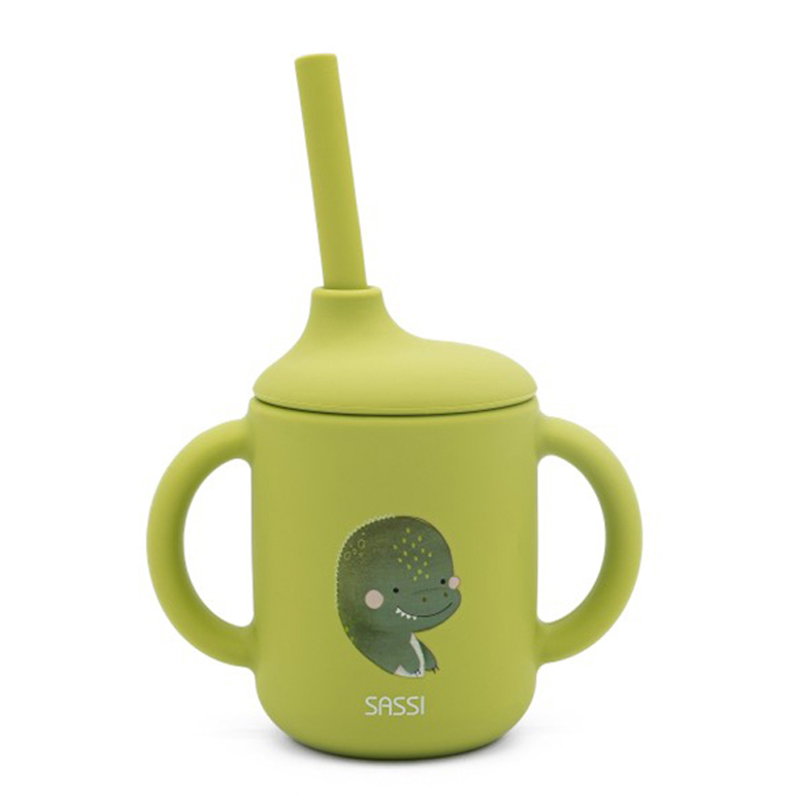 Εκπαιδευτικό Ποτήρι Σιλικόνης με Καλαμάκι Sassi Cracky The Dinosaur