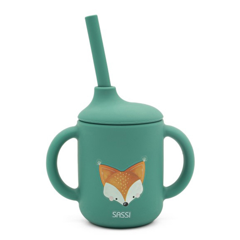 Εκπαιδευτικό Ποτήρι Σιλικόνης με Καλαμάκι Sassi Crunchy The Fox