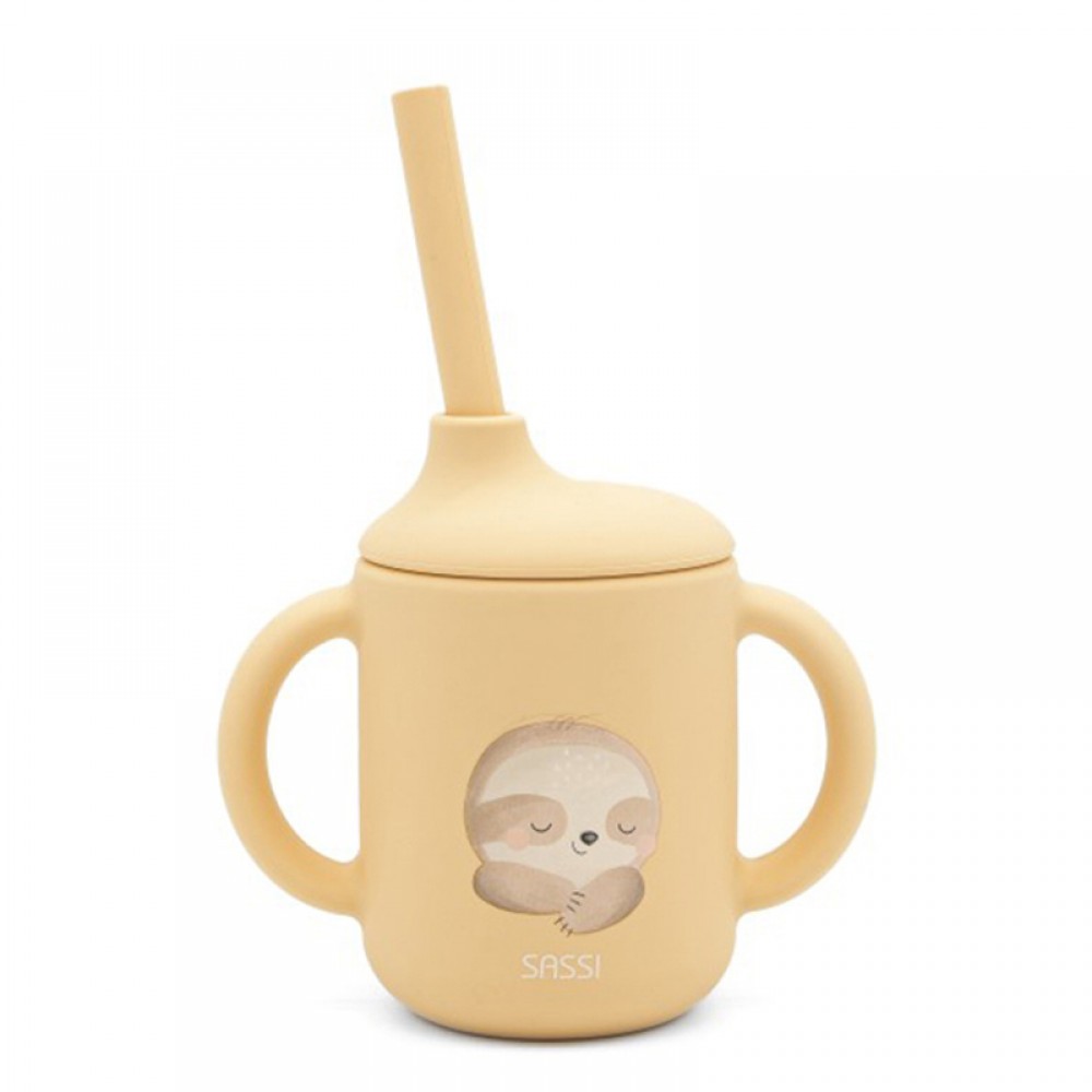 Εκπαιδευτικό Ποτήρι Σιλικόνης με Καλαμάκι Sassi Gnawy the Sloth