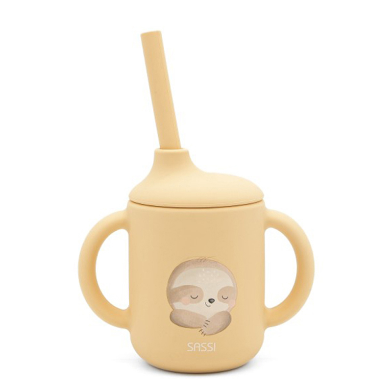 Εκπαιδευτικό Ποτήρι Σιλικόνης με Καλαμάκι Sassi Gnawy the Sloth