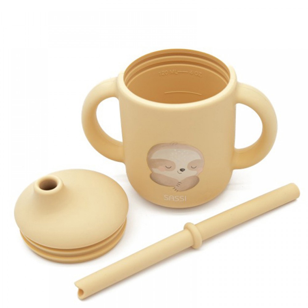 Εκπαιδευτικό Ποτήρι Σιλικόνης με Καλαμάκι Sassi Gnawy the Sloth