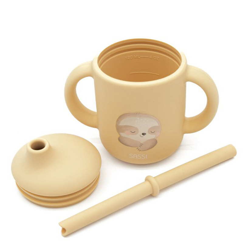 Εκπαιδευτικό Ποτήρι Σιλικόνης με Καλαμάκι Sassi Gnawy the Sloth
