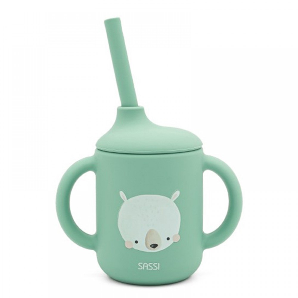 Εκπαιδευτικό Ποτήρι Σιλικόνης με Καλαμάκι Sassi Munchy The Bear