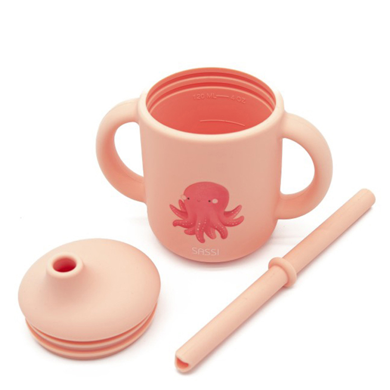 Εκπαιδευτικό Ποτήρι Σιλικόνης με Καλαμάκι Sassi Slurpy The Octopus