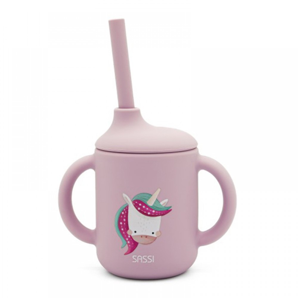 Εκπαιδευτικό Ποτήρι Σιλικόνης με Καλαμάκι Sassi Sparkly The Unicorn